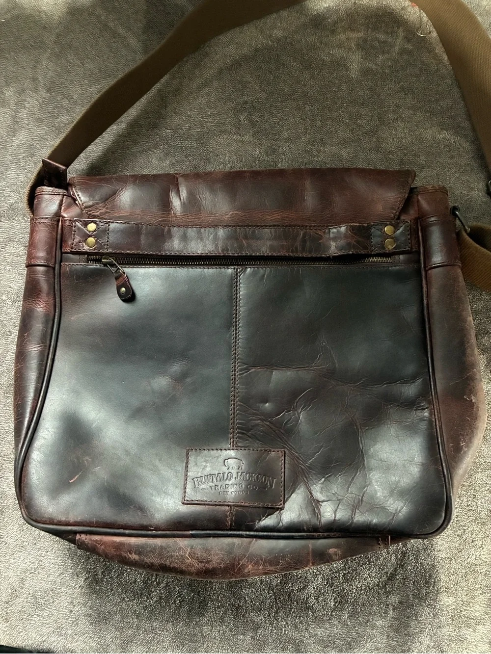 ROOSEVELT Buffalo Jackson Leather Satchel Messenger Bag Full Grain Distressed